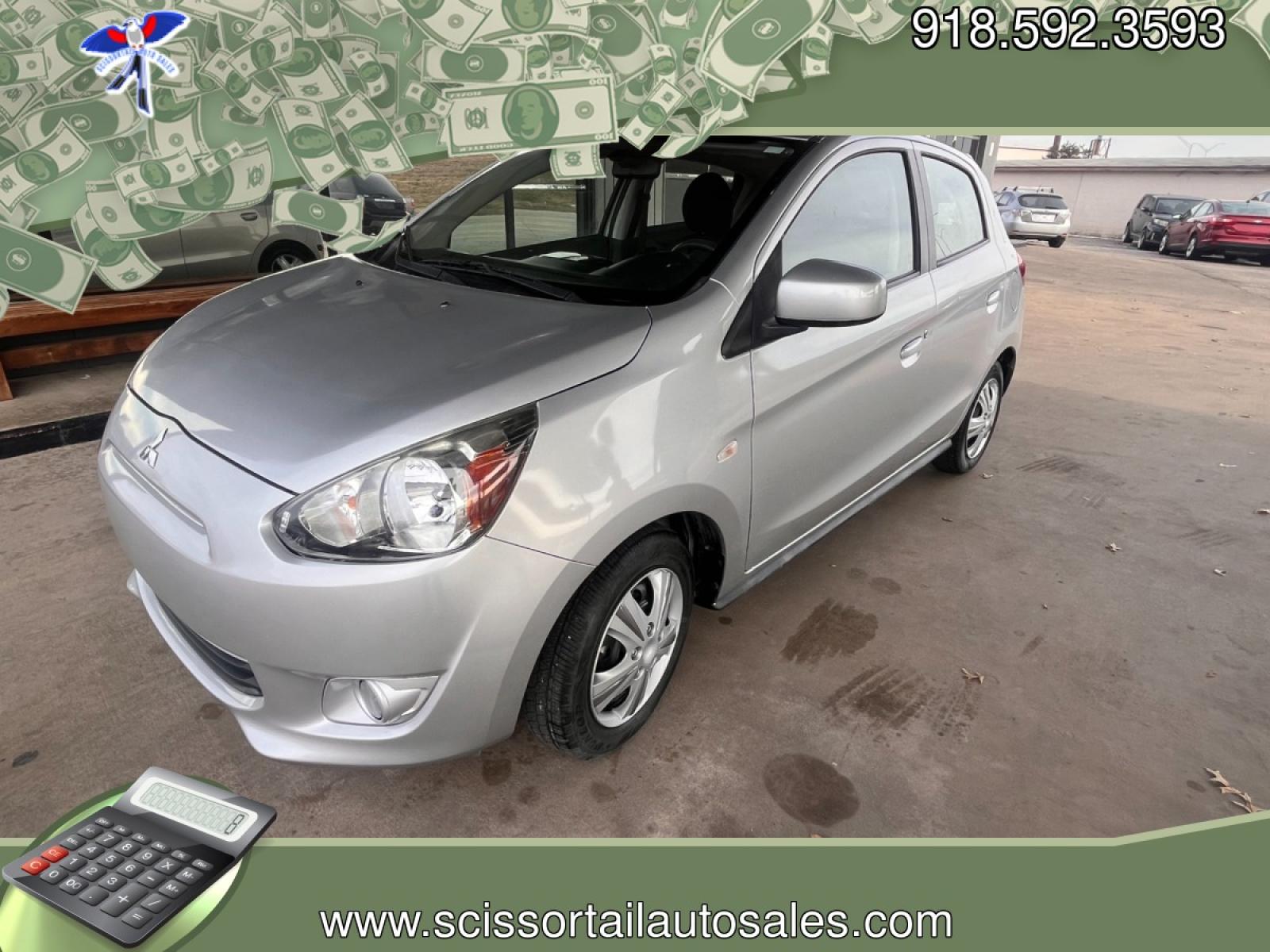 2015 SILVER MITSUBISHI MIRAGE DE (ES IN CAN ES (ML32A3HJ5FH) with an 1.2L L3 DOHC engine, located at 8101 E. Skelly Dr., Tulsa, OK, 74129, (918) 592-3593, 36.121891, -95.888802 - Photo #0
